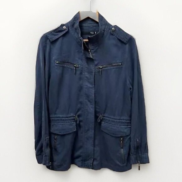 Max Jeans Womens Jacket M  Blue Tencel Lightweight Utility Coat Casual Pockets - Picture 1 of 9